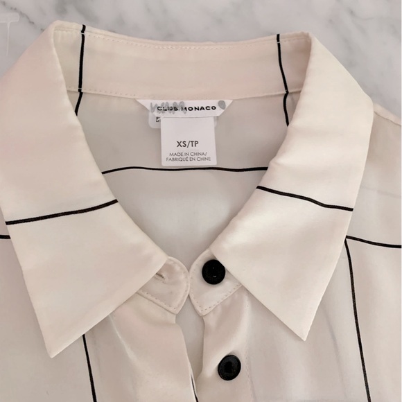 Club Monaco silk window pane blouse with uneven hem size XS - Picture 5 of 8